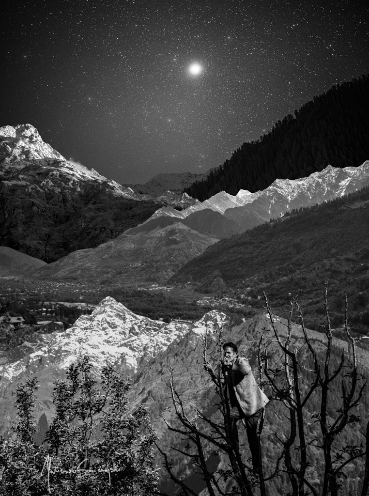 "Himalayan man" unique photo collage from India - Himalayas, Himachal Pradesh